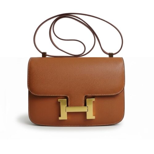 Hermes Constance 24 Togo Gold Tone Hardware Crossbody Bag Brown 24cm