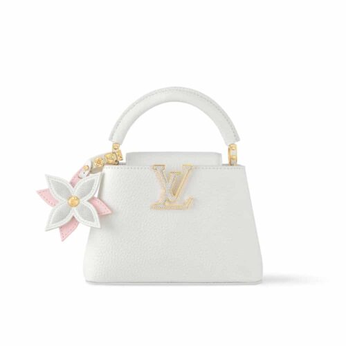 Louis Vuitton Capucines Mini Grained Leather Handle Bag Snow White 21Cm M21416