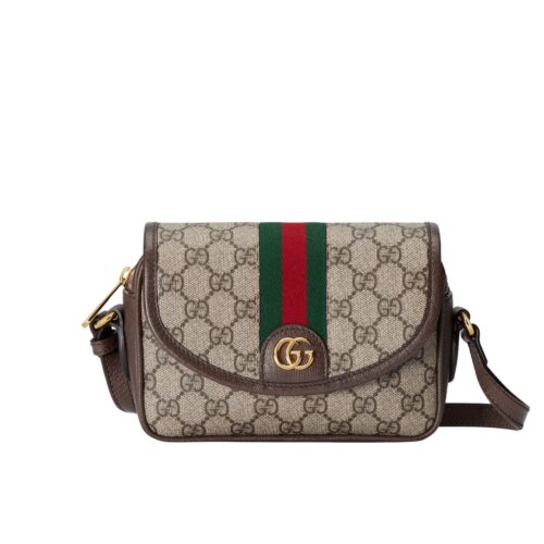 Gucci Ophidia Mini GG Supreme Canvas Shoulder Bag Beige And Brown ‎19cm 772239 Facuj 8745