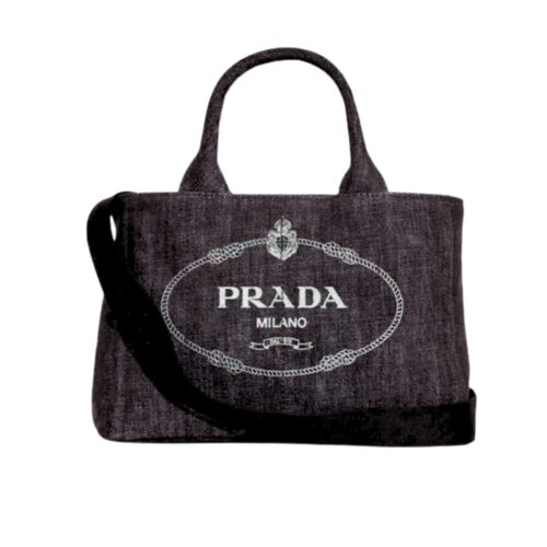 Prada Denim Tote Bag Black 26Cm