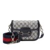 Gucci Horsebit 1955 Small GG Supreme Canvas Shoulder Bag Navy Blue 20cm 658574 96IWN 4076