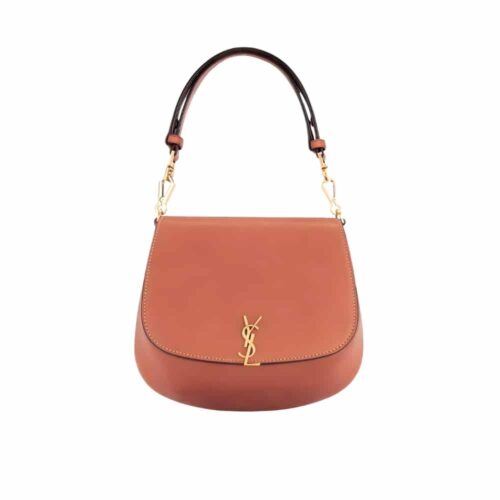 Saint Laurent Voltaire Box Leather Handle Bag Orange 20cm