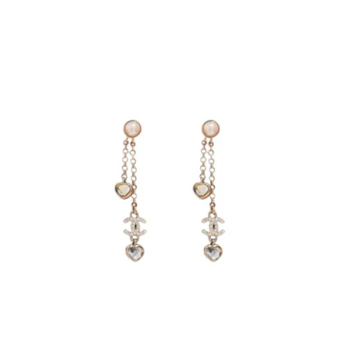 Chanel Drop Earrings Heart Crystal And Pearl Gold ABG245 B21749 U3282