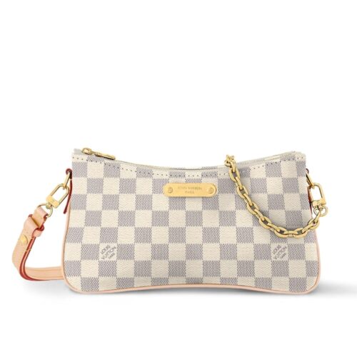 Louis Vuitton Pochette Liv Damier Azur Shoulder Bag White 24cm N00228
