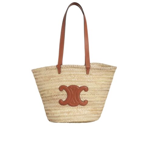 Celine Large Triomphe Classic Pannier In Raffia Calfskin Tan 42Cm 192622Cgg 04Lu