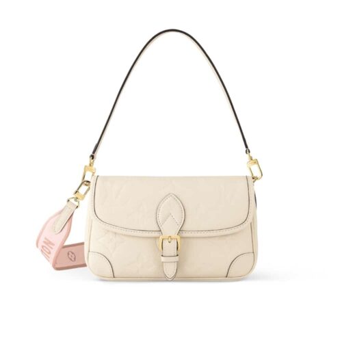Louis Vuitton Diane Monogram Empreinte Leather Shoulder Bag Cream 24Cm M46388