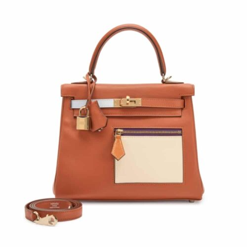 Hermes Kelly 28 Retourne Gold Tone Hardware Handbag Orange 28Cm