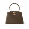 Louis Vuitton Capucines BB Suede Leather Top Handle Bag Dark Brown 27cm