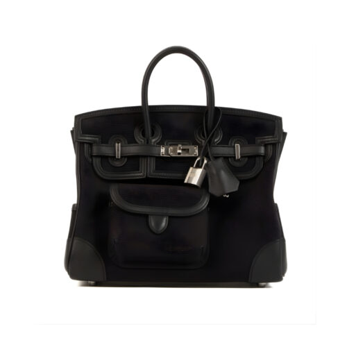 Hermes Birkin Cargo 25 Travel Bag Black Toile Goeland 25Cm