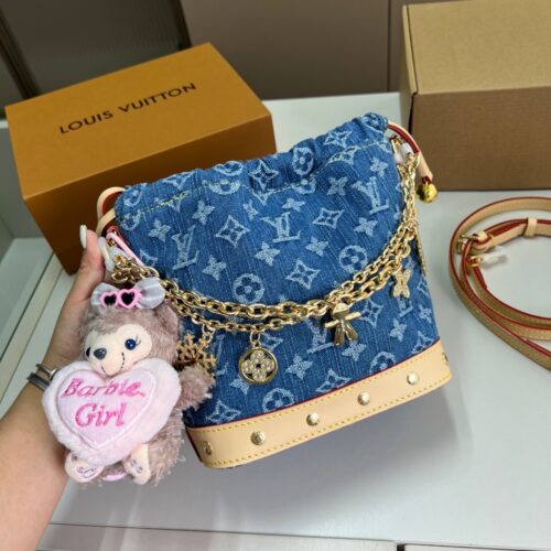 Alternative view of Louis Vuitton Nano Noé Mini Monogram Denim Bucket Bag Blue 19cm M83043