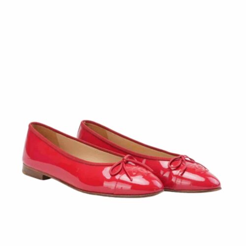 Chanel Ballerina Flat Patent Leather Red