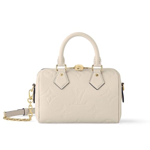 Louis Vuitton Speedy Bandoulière 20 Monogram Empreinte Handle Bag Cream 20Cm M58954