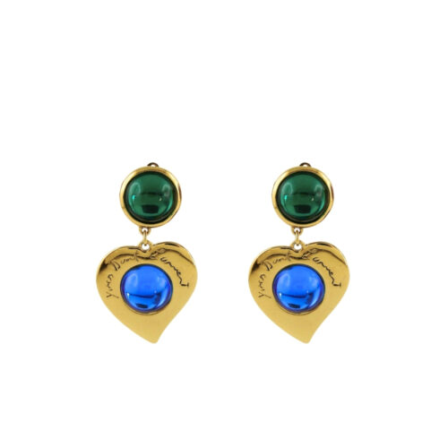 Saint Laurent Heart Drop Earrings In Gold Metal