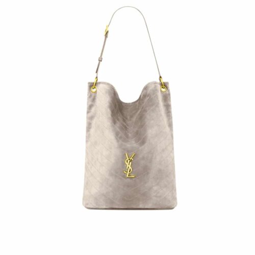 Saint Laurent Niki Large Supple In Suede Bucket Bag Gray 38cm