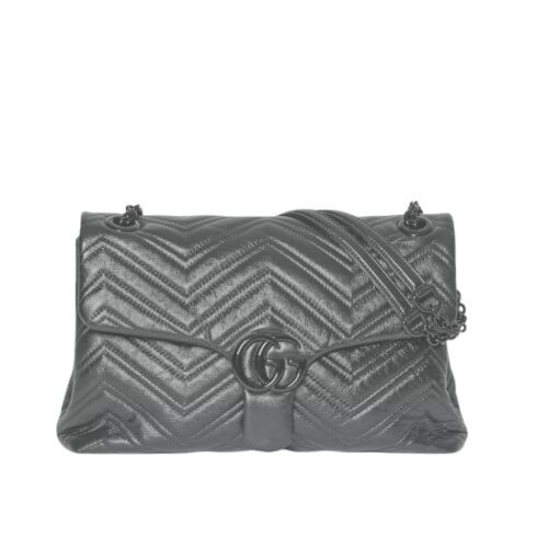 Gucci Marmont Medium Matelasse Leather Shoulder Bag Gray 31Cm