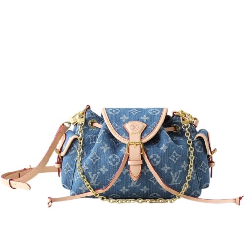 Louis Vuitton Odyssee Monogram Denim Shoulder Bag Blue 27cm
