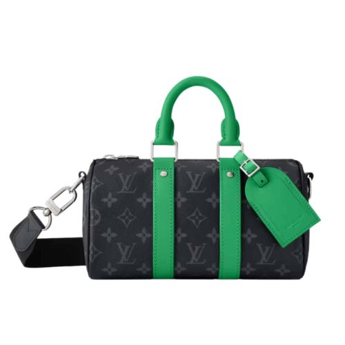 Louis Vuitton Keepall Bandoulière 25 Monogram Eclipse Shoulder Bag Bamboo Green 25cm M25885