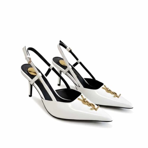 Saint Laurent Cassandra Slingback Pumps Smooth Leather White