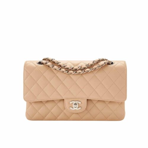 Chanel Classic Medium Grained Leather Flap Bag Beige 26cm