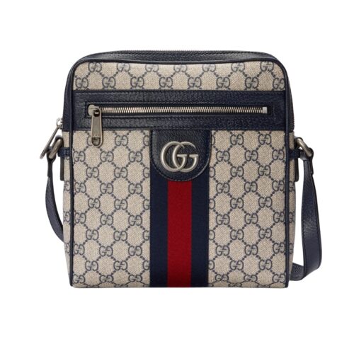 Gucci Ophidia Small GG Supreme Canvas Messenger Bag Beige And Blue 25cm ‎547926 96iwn 4076