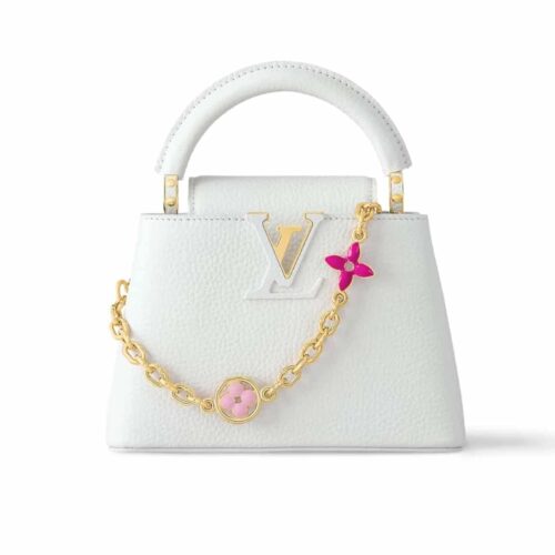Louis Vuitton Capucines Mini Leather Handbag White 21Cm M23718