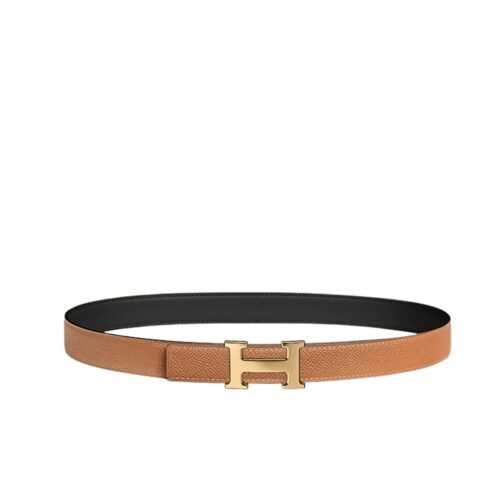 Hermes Constance Guillochee Belt Buckle And Reversible Leather Strap 32 Mm Gold Orange H079645Cc06