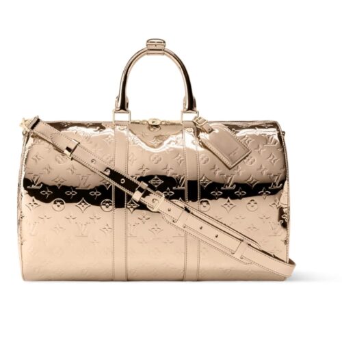 Louis Vuitton Keepall Bandoulière 45 Monogram Miroir Leather Travel Bags Copper 45cm M26463