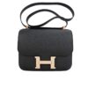 Hermes Constance 24 Togo Leather Gold-tone Hardware Crossbody Bag Black 24Cm