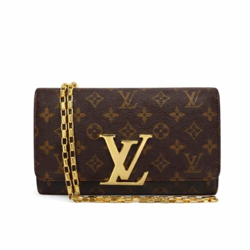 Louis Vuitton Pochette Louise Chain Monogram Canvas Shoulder Bag Brown 23cm