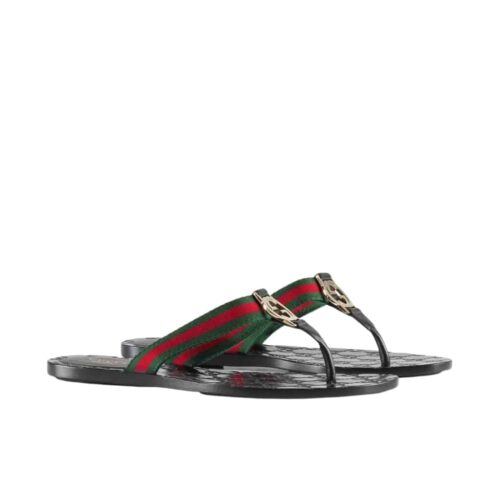 Gucci GG Thong Web Canvas Sandal Black 270374 H9020 8476