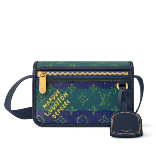 Louis Vuitton Bosphore Wearable Wallet Monogram Heritage Canvas Crossbody Bag Blue Stripes 19cm M15173