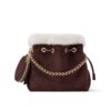 Louis Vuitton Bella Small Suede Leather Bucket Bag Chocolate 22cm M26684