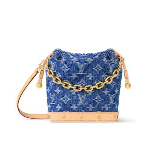 Louis Vuitton Nano Noé Mini Monogram Denim Bucket Bag Blue 19cm M83043