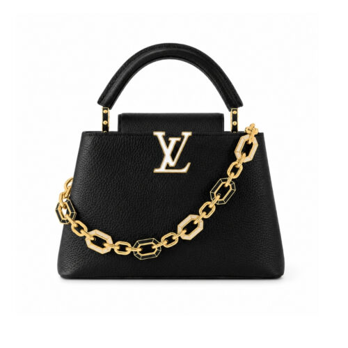 Louis Vuitton Capucines BB Leather Handbag Black 27Cm