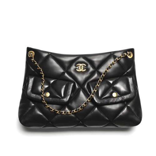 Chanel Shopping Bag Large Shiny Smooth Leather Tote Bag Black 38cm AS5740 B22139 94305