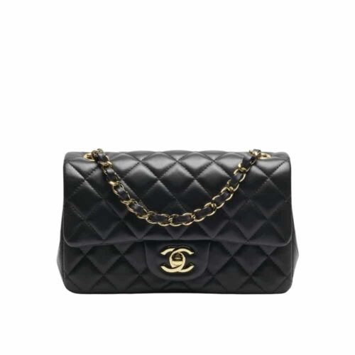 Chanel Classic Mini Grained Leather Flap Bag Black 20cm A69900 Y04059 94305