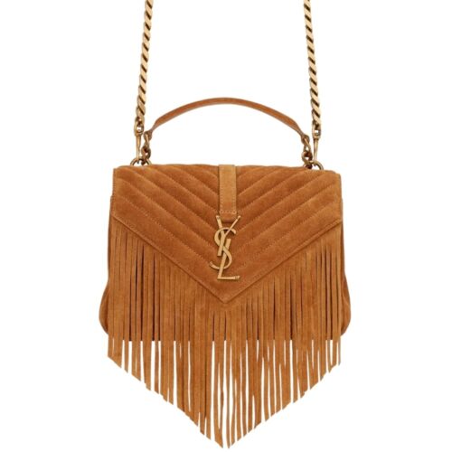 Saint Laurent College Medium In Suede Chain Bag Cinnamon 24cm 531705 0u0k7 7761