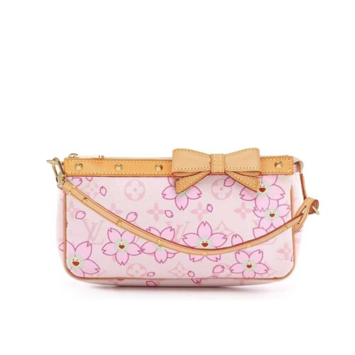 Louis Vuitton X Takashi Murakami Pochette Monogram Canvas Shoulder Bag Pink 20cm