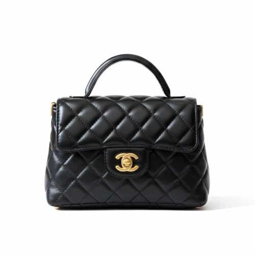 Chanel Trendy Mini Shiny Smooth Leather Top Handle Bag Black 20cm AS5355 B19386 94305