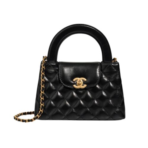 Chanel Kelly Mini Smooth Leather Top Handle Bag Black 19cm AS4416 B14296 94305