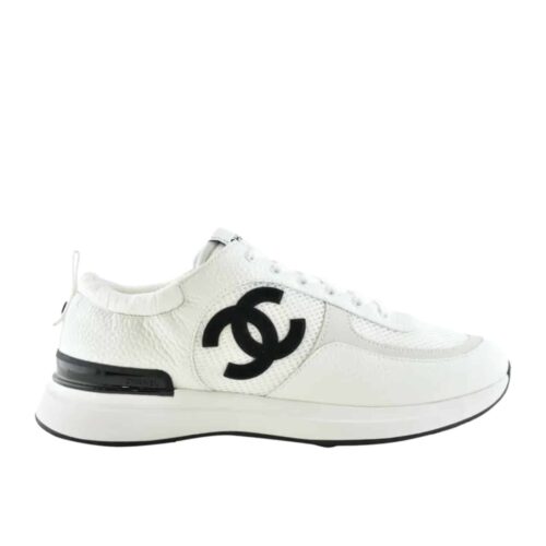Chanel Sneaker Mesh and Suede White Black G37492 Y55236 10601