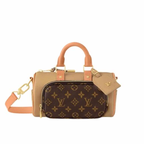 Louis Vuitton Keepall Bandoulière 25 Monogram Canvas Handle Bag Beige And Brown 25Cm M12627