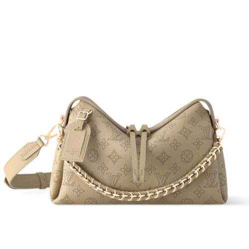 Louis Vuitton Hand It All PM Monogram Mahina Shoulder Bag Dark Beige 29cm M25904