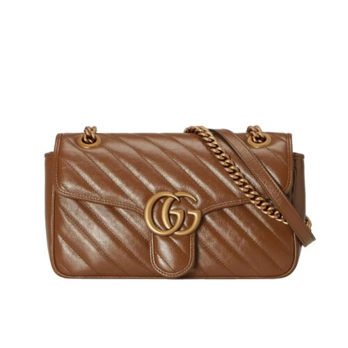 Gucci GG Marmont Mini Matelasse Leather Shoulder Bag Brown 22cm 446744 0OLFT 2535
