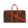 Louis Vuitton Keepall Bandoulière 50 Monogram Macassar Shoulder Bag Sari Red 50cm M13808