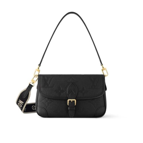 Louis Vuitton Diane Monogram Empreinte Shoulder Bag Black 24Cm M46386