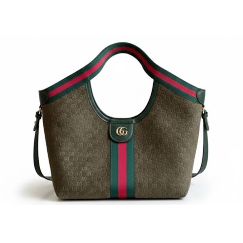 Gucci Giglio Small Suede Tote Bag Dark Green 25Cm