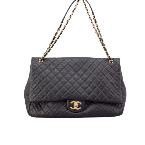 Chanel Classic XXL Large Grained Leather Flap Bag Black 46cm