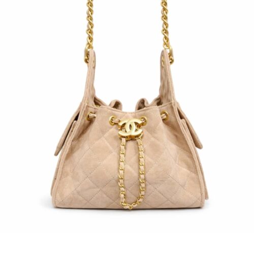 Chanel 25 Small Suede Leather Handbags Light Beige 26Cm