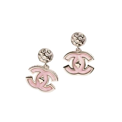 Chanel Dangle Earrings Enamel Gold Metal Pink ABG300 B21878 U3494